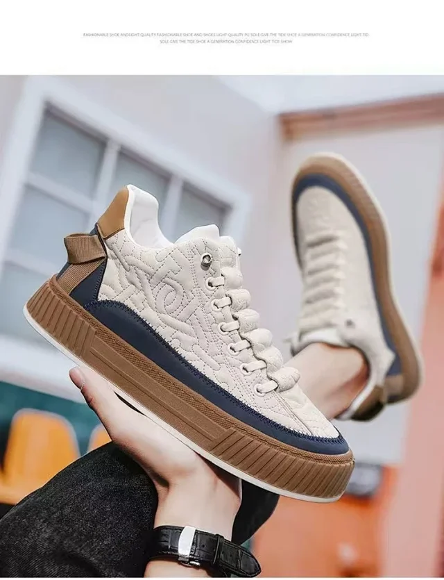 Men's Large White Canvas Platform Sneakers Detail