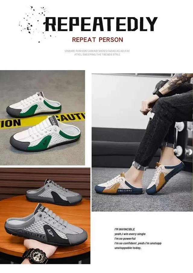Men's Breathable Slip-On Mesh Slippers Detail