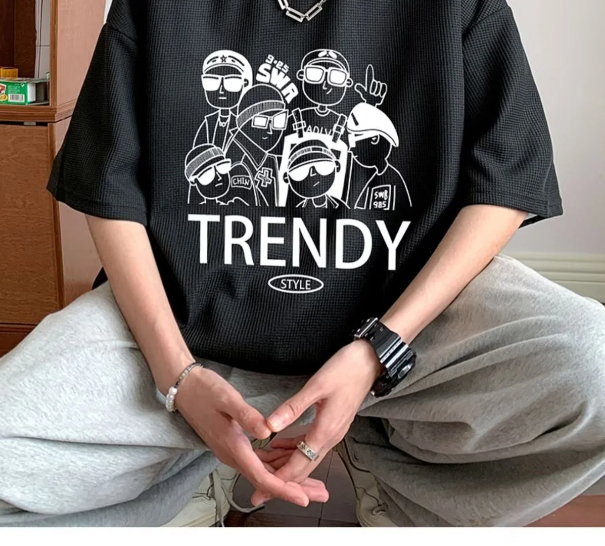 Trendy Ins Men's Printed Short Sleeve Tee