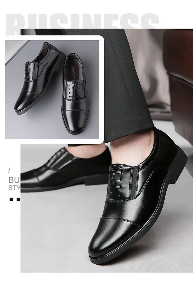 VintageCar Men's Elevated Cap-Toe Formal Shoes Detail