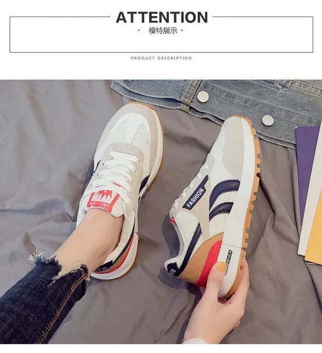 2025 K-Style Unisex Chunky White Sneakers Detail