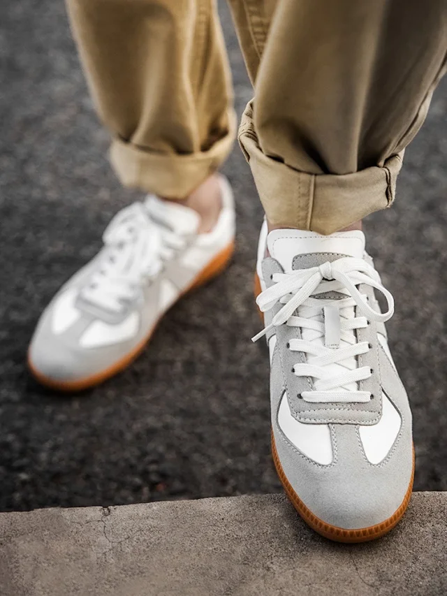 Men's Patchwork Retro German Trainer Sneakers Detail