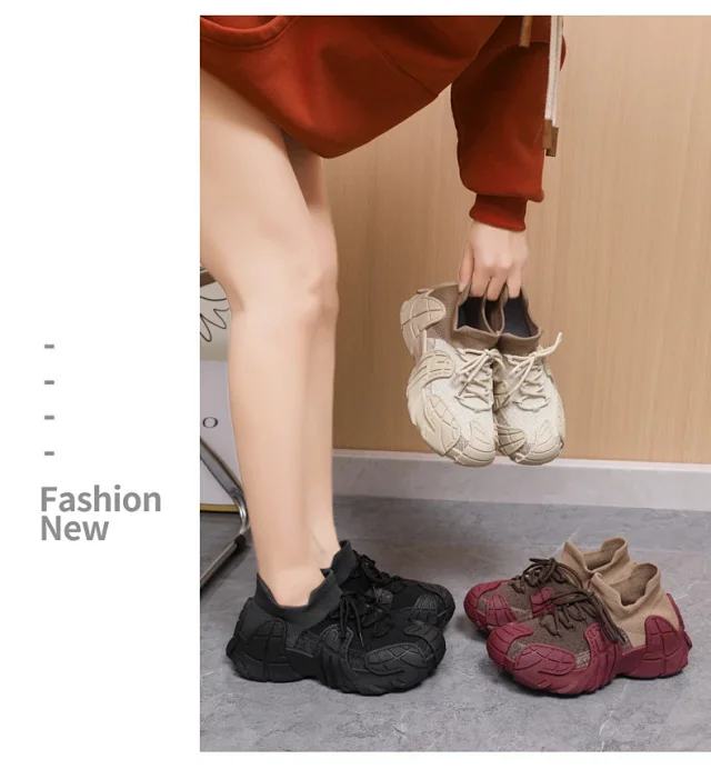 Women's 2025 Yeezy Flyknit Chunky Sneakers Detail