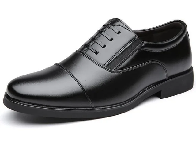 VintageCar Men's Elevated Cap-Toe Formal Shoes Detail