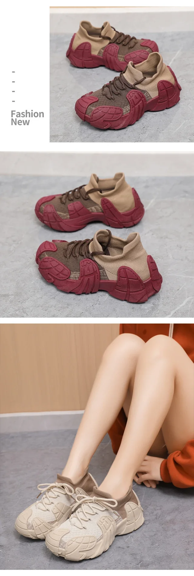 Women's 2025 Yeezy Flyknit Chunky Sneakers Detail
