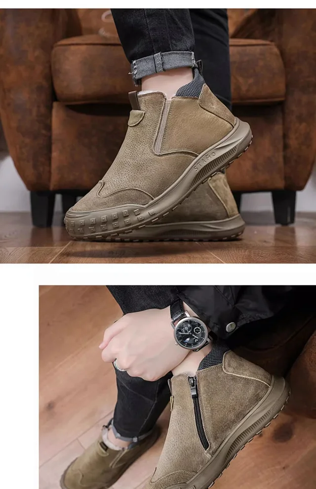 Men's Winter Lined Platform Snow Boots Detail