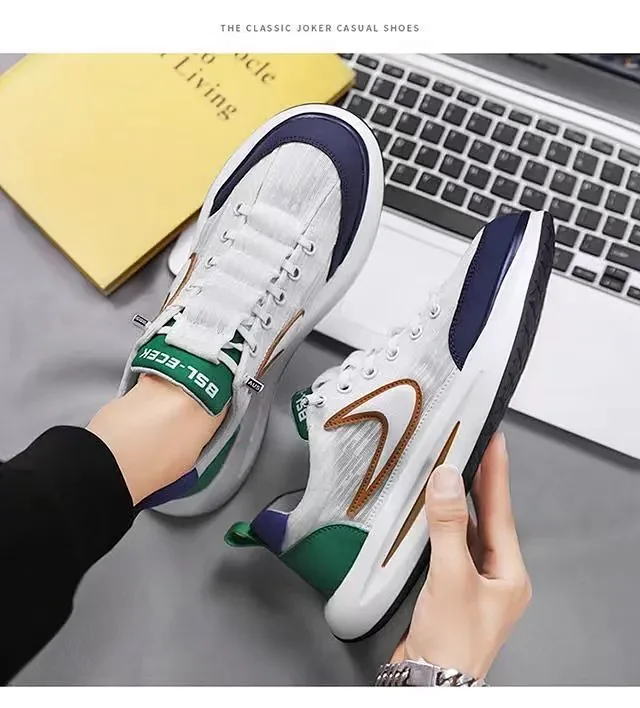 Men's Spring Soft Sole Platform White Sneakers Detail