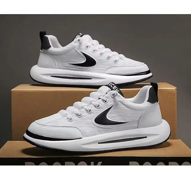 Men's Spring Soft Sole Platform White Sneakers Detail