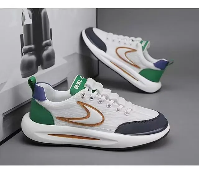 Men's Spring Soft Sole Platform White Sneakers Detail
