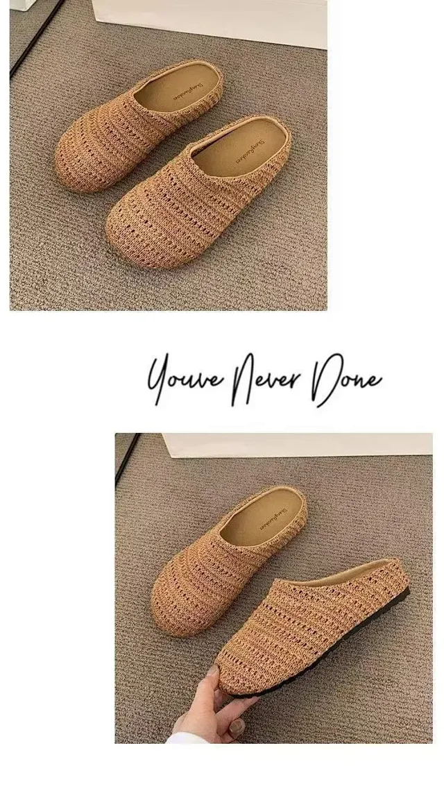 Women's Handmade Woven Birkenstock-Style Closed-Toe Slides Detail