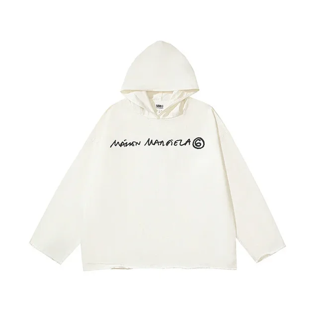 Maison Margiela Unisex Distressed Denim Hoodie Detail