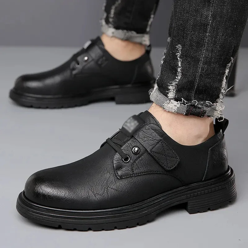 Men's Leather British Slip-On Chunky Boots