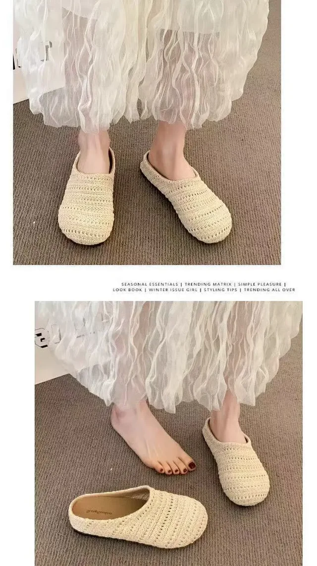 Women's Handmade Woven Birkenstock-Style Closed-Toe Slides Detail