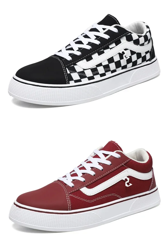 Men's Big Size Canvas Checkerboard Low-Tops Detail