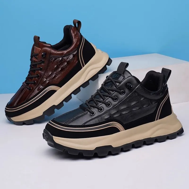 Elevated Chunky Leather Running Shoes