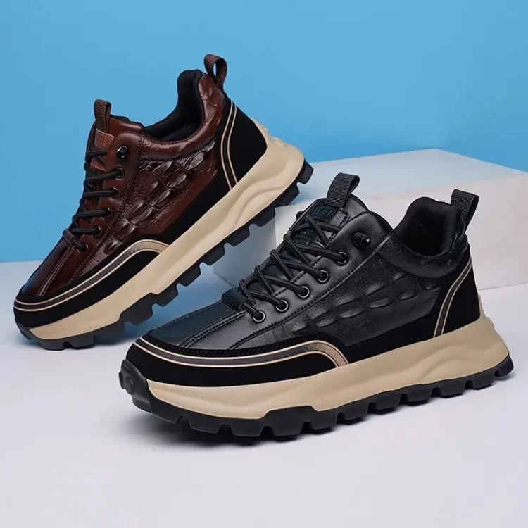 Elevated Chunky Leather Running Shoes