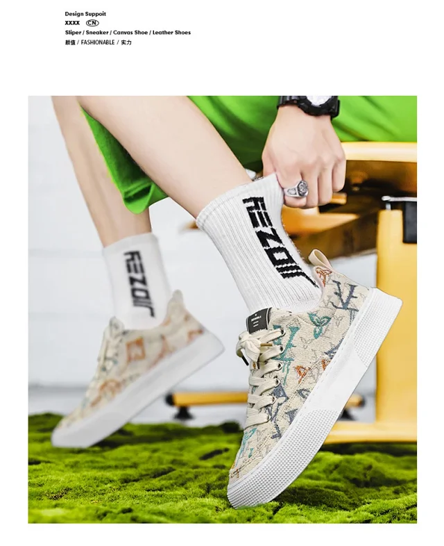 Men's Printed Canvas Low-Top Casual Detail