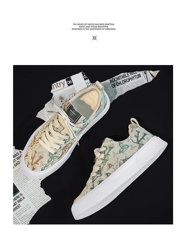Men's Printed Canvas Low-Top Casual Detail