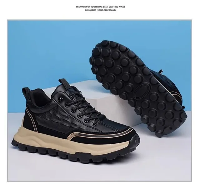 Elevated Chunky Leather Running Shoes Detail