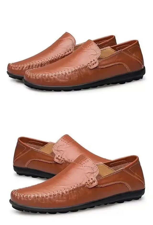 Men's Leather Slip-On Driving Shoes Detail