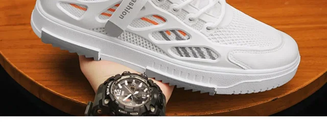 Men's 2025 Trendy Breathable Mesh Sneakers - White Detail