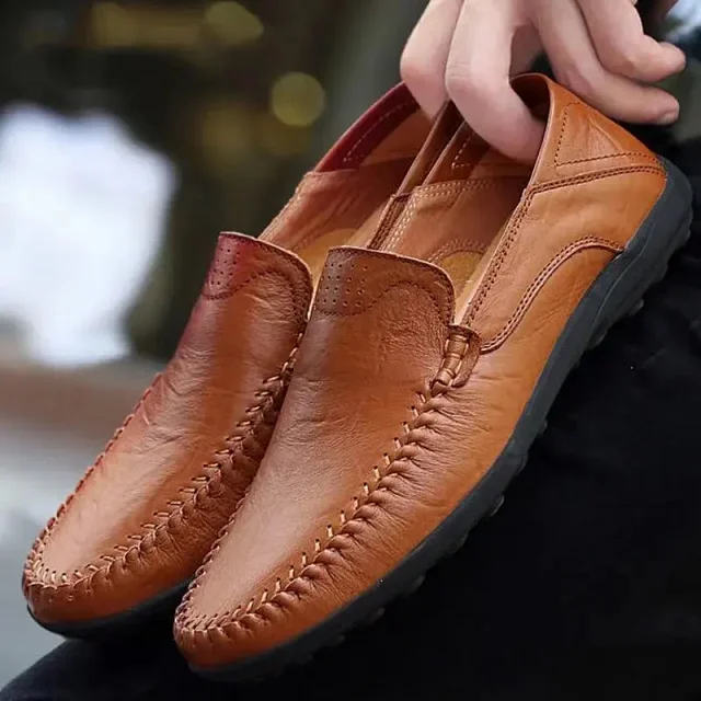 Men's Leather Slip-On Driving Shoes Detail