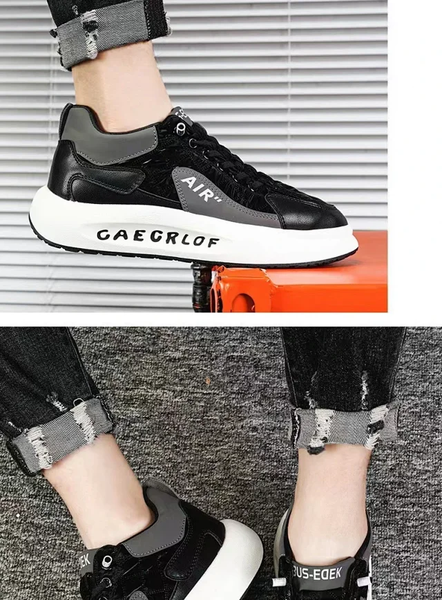 Men's Platform Lift White Sneakers Detail