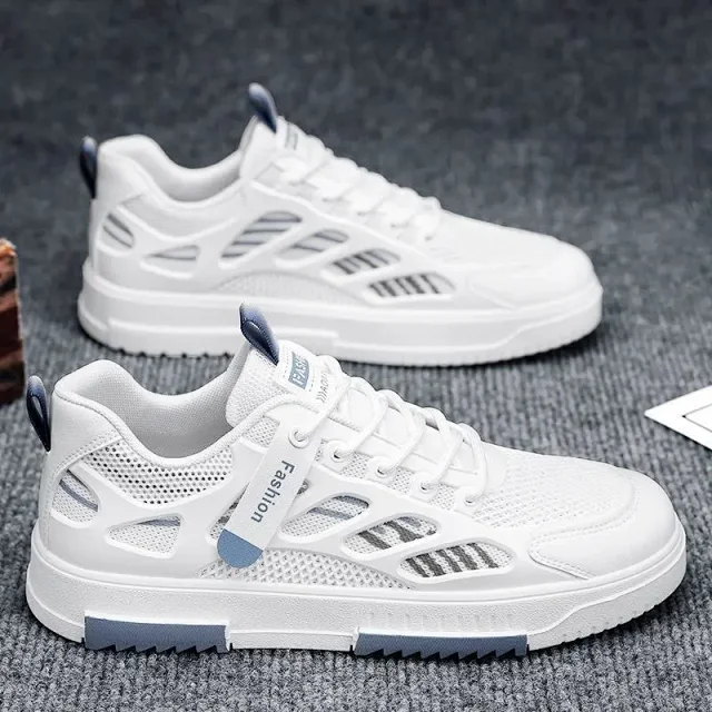 Men's 2025 Trendy Breathable Mesh Sneakers - White Detail