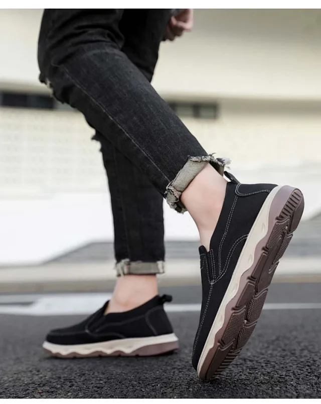 Men's Spring British Slip-On Canvas Loafers Detail