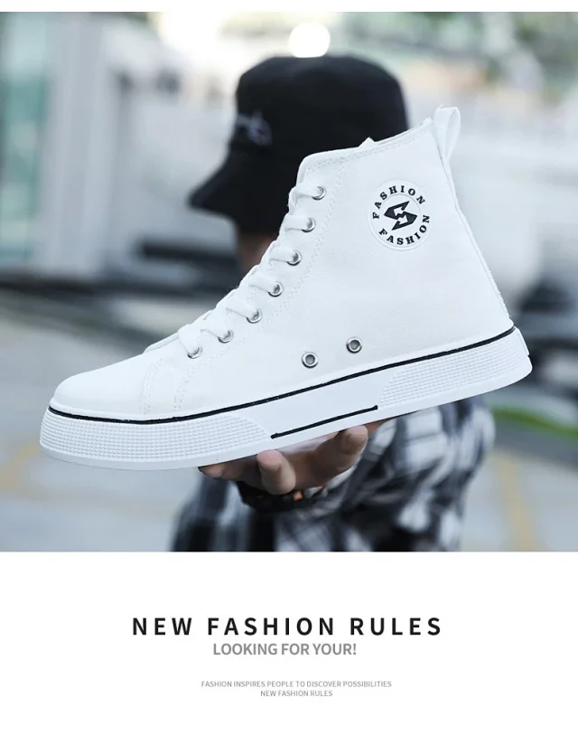 Korean Harajuku Men's Mid-Top Canvas Sneakers Detail