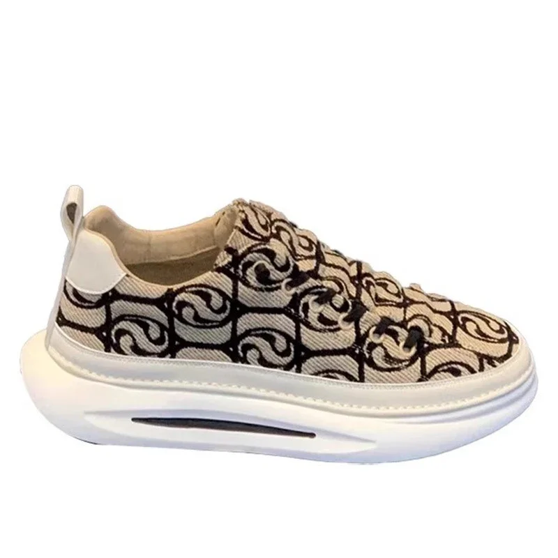 Men's Canvas Slip-On Sneakers Thick Sole
