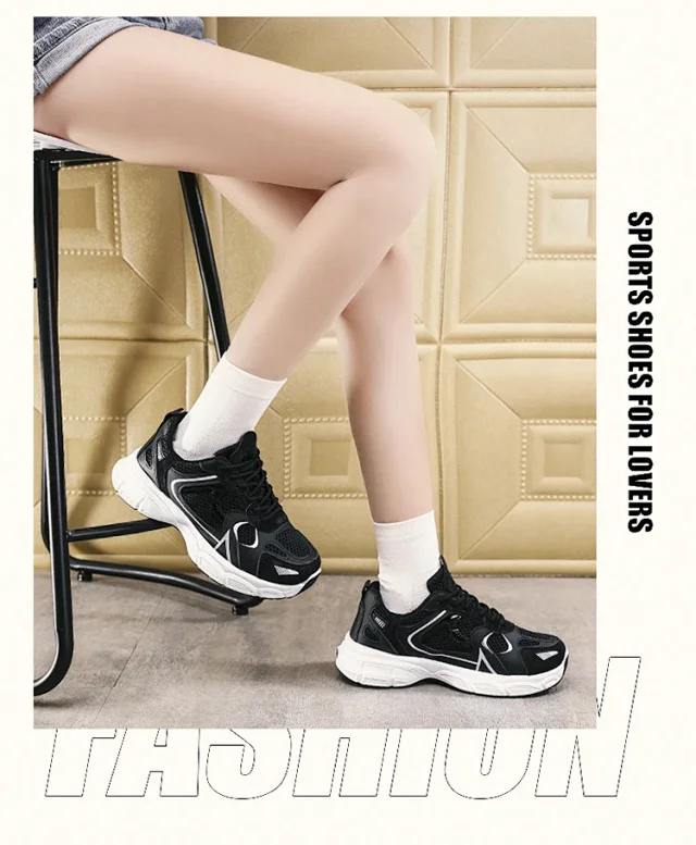 Parisian Dad Sneakers Women's Breathable Mesh Detail