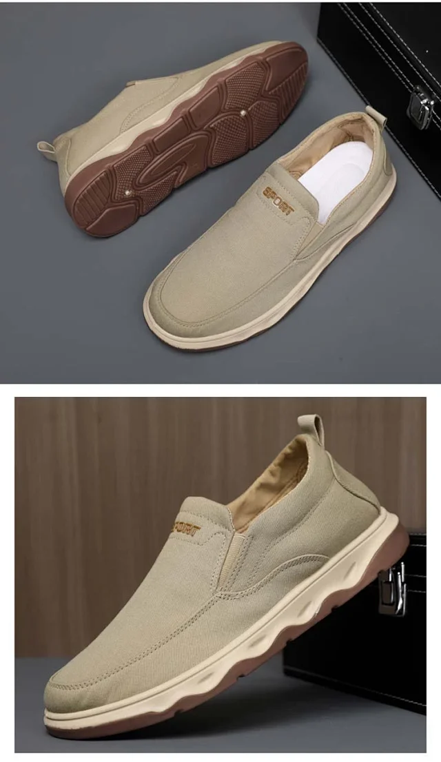 Men's Spring British Slip-On Canvas Loafers Detail