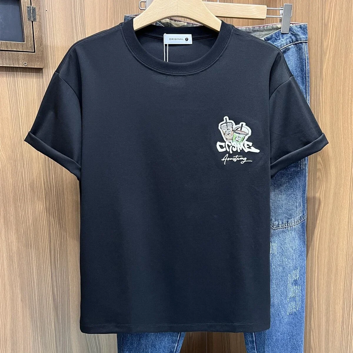 Men's Streetwear Embroidery Tee 2025