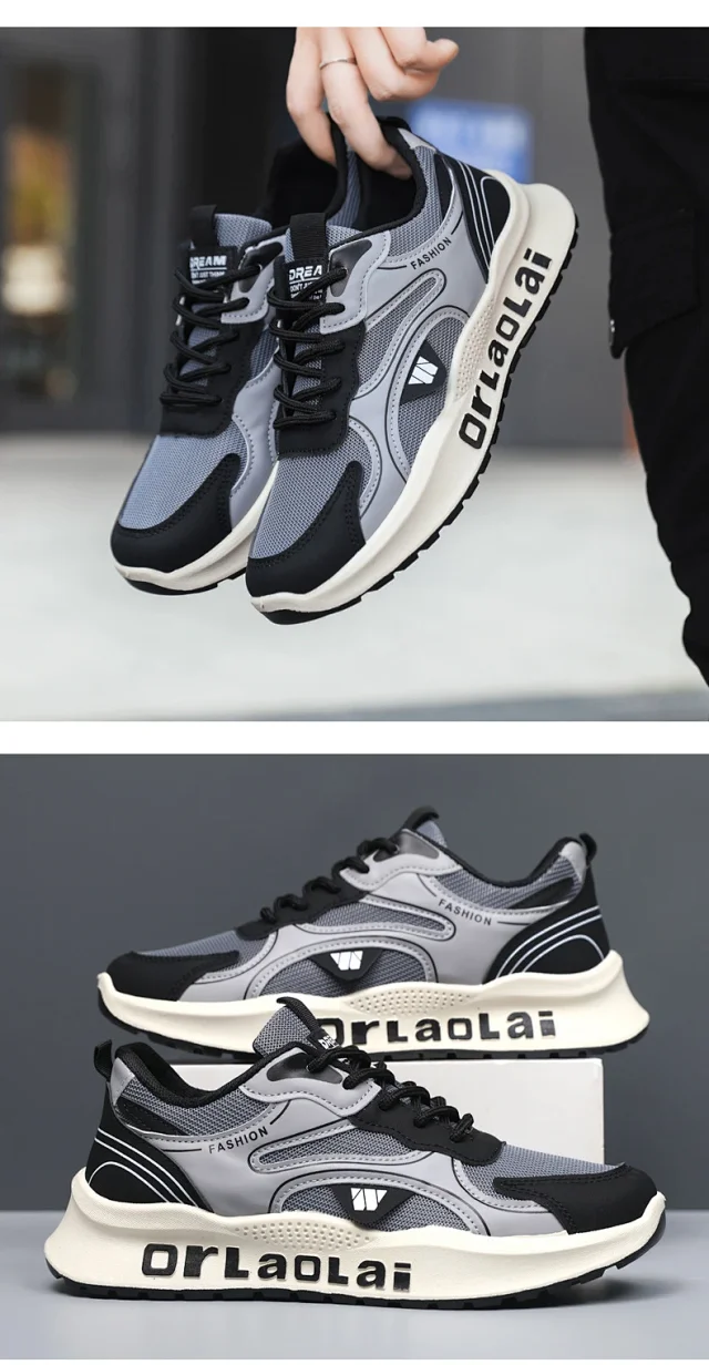 Men's 2025 Dad Sneakers Anti-Odor Mesh Detail