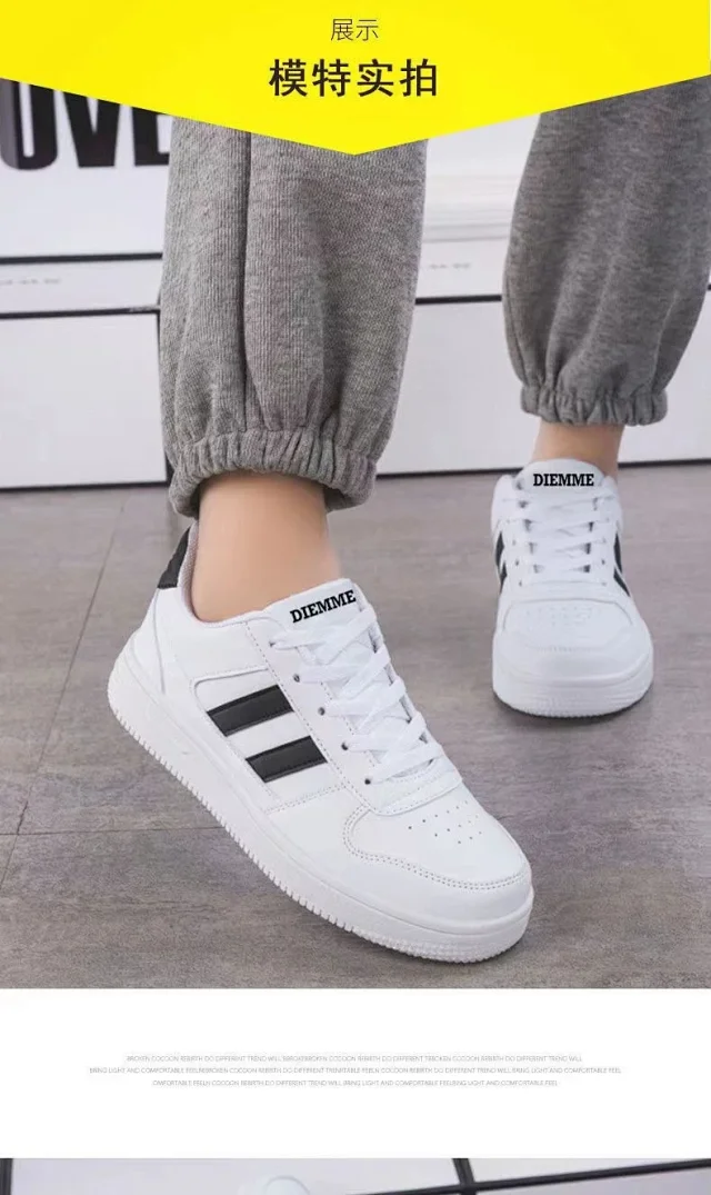 Unisex Breathable White Couples Sneakers Detail