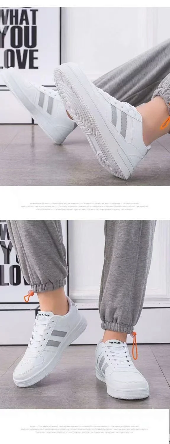 Unisex Breathable White Couples Sneakers Detail