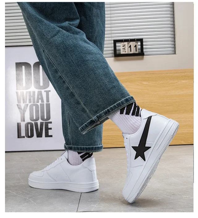 Unisex White K-Style Casual Sneakers Detail