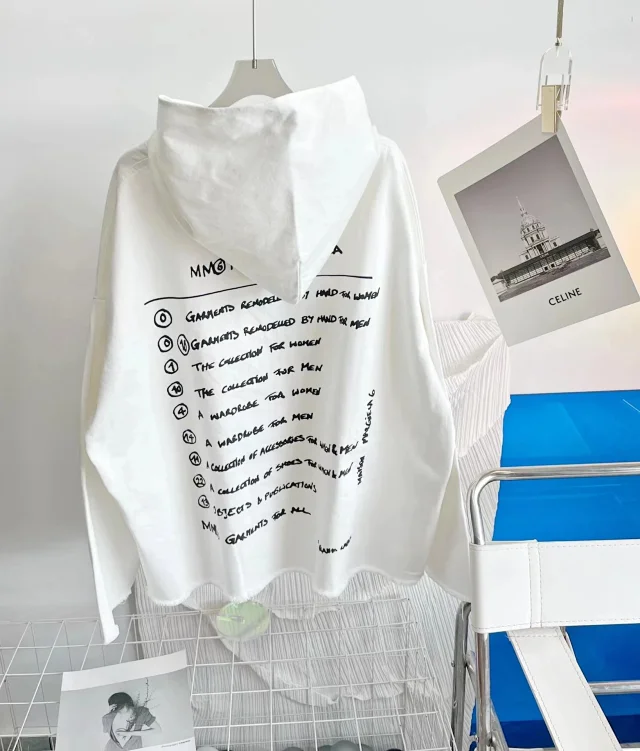 Maison Margiela Unisex Distressed Denim Hoodie Detail