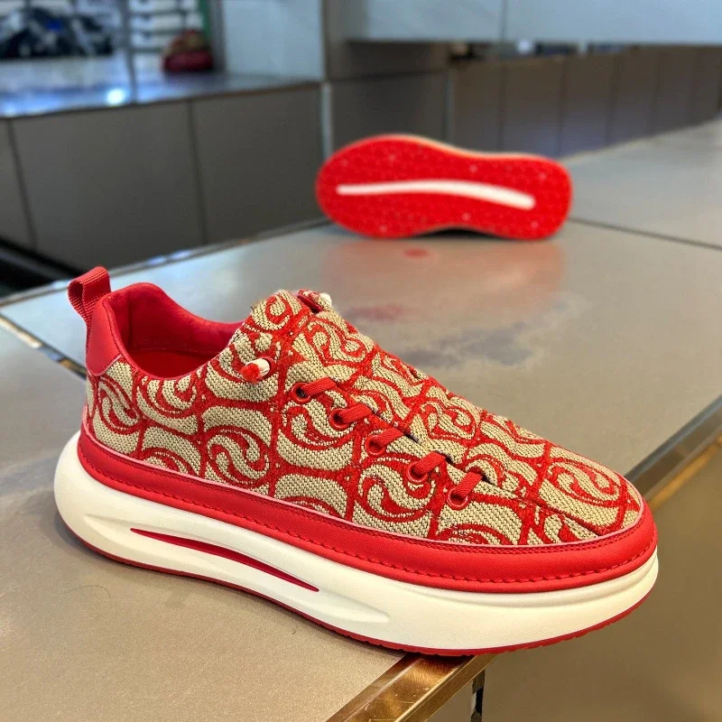 Men's Canvas Slip-On Sneakers Thick Sole