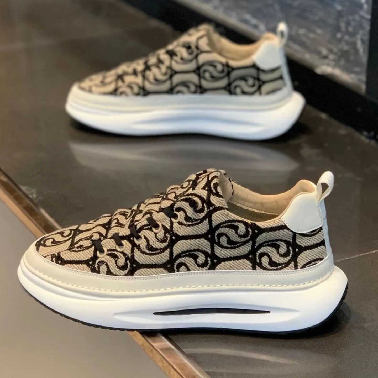Men's Canvas Slip-On Sneakers Thick Sole