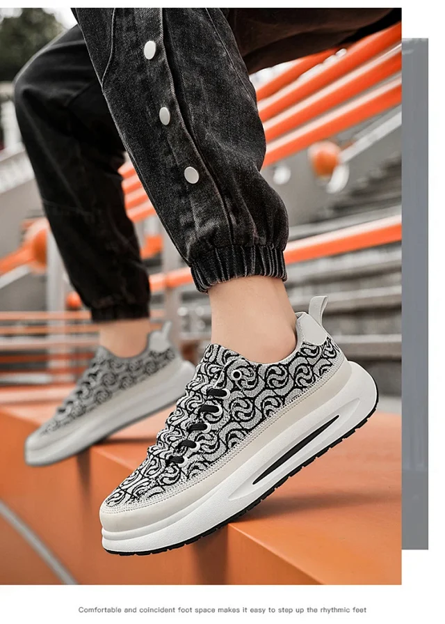 Men's Canvas Slip-On Sneakers Thick Sole Detail