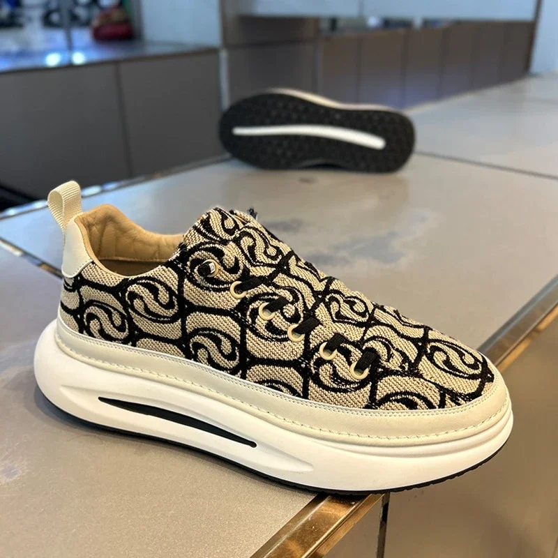 Men's Canvas Slip-On Sneakers Thick Sole