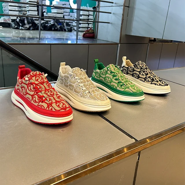 Men's Canvas Slip-On Sneakers Thick Sole Detail