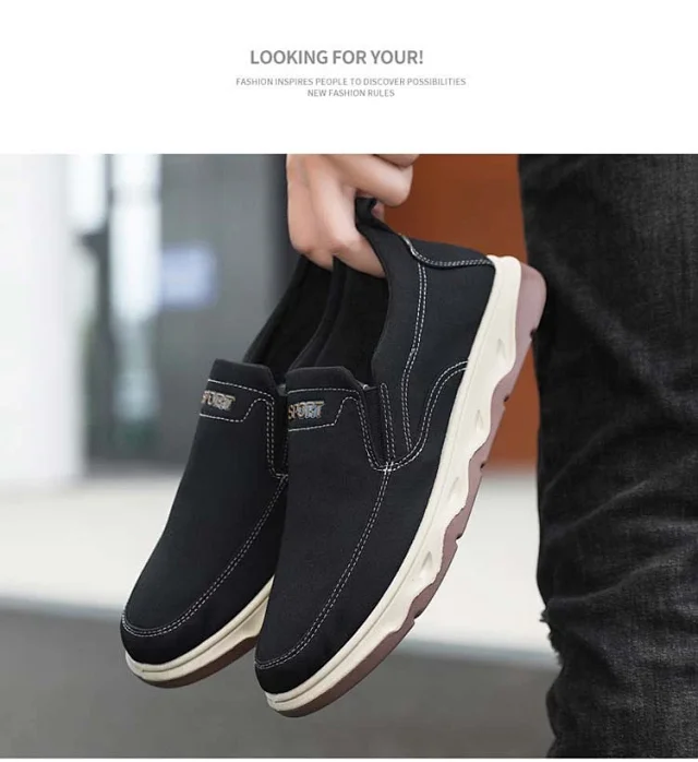 Men's Spring British Slip-On Canvas Loafers Detail