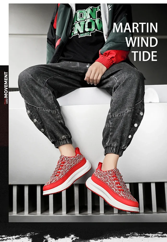 Men's Canvas Slip-On Sneakers Thick Sole Detail