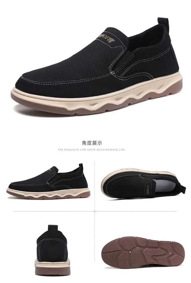 Men's Spring British Slip-On Canvas Loafers Detail