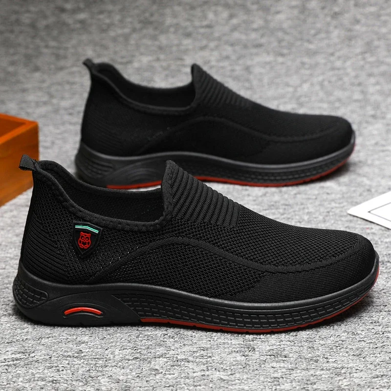 Men's Breathable Knit Canvas Low-Top Athletic Shoes