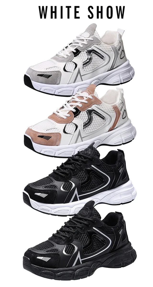 Parisian Dad Sneakers Women's Breathable Mesh Detail