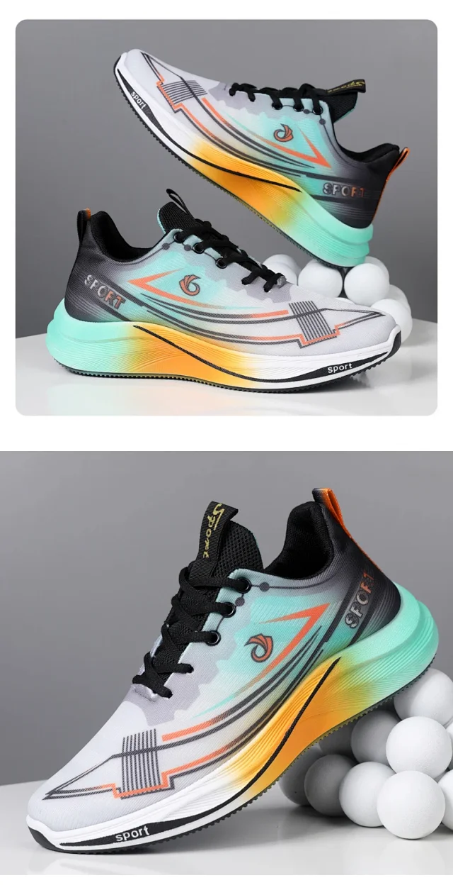 Breathable Knit Men's Cushioned Running Shoes 2025 Detail
